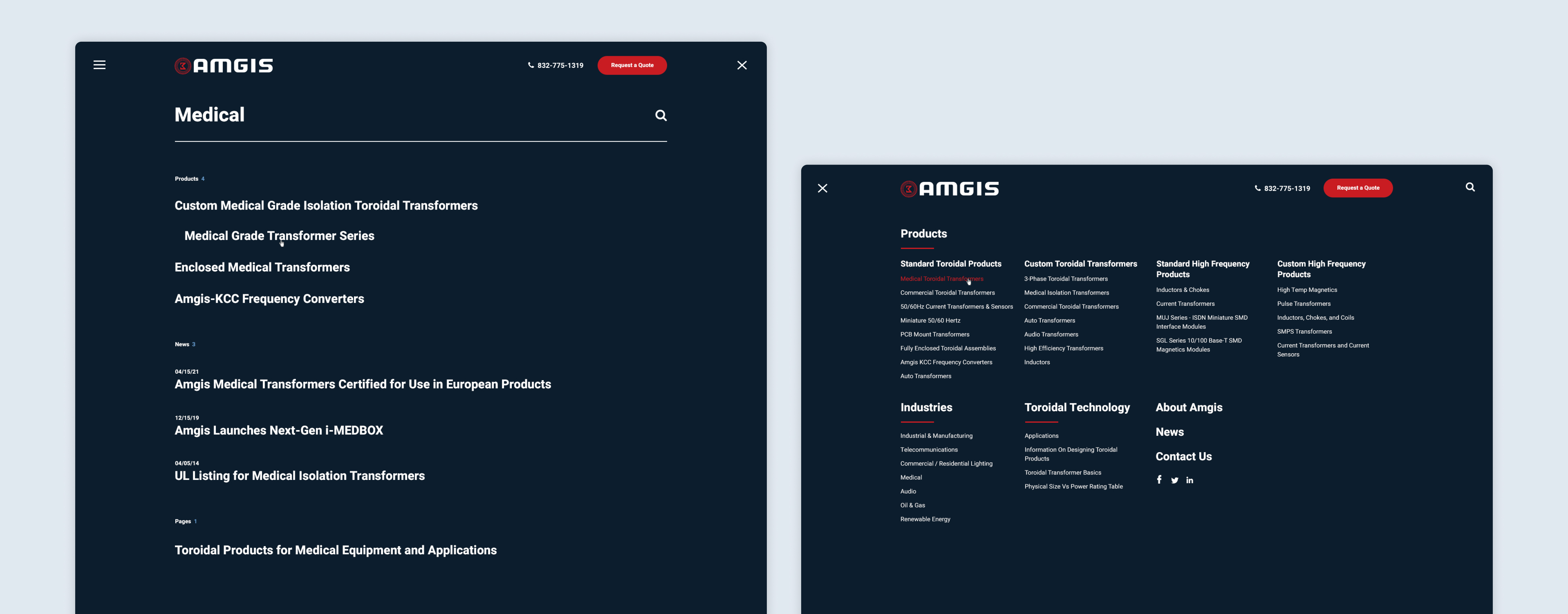 Amgis Menu & Search